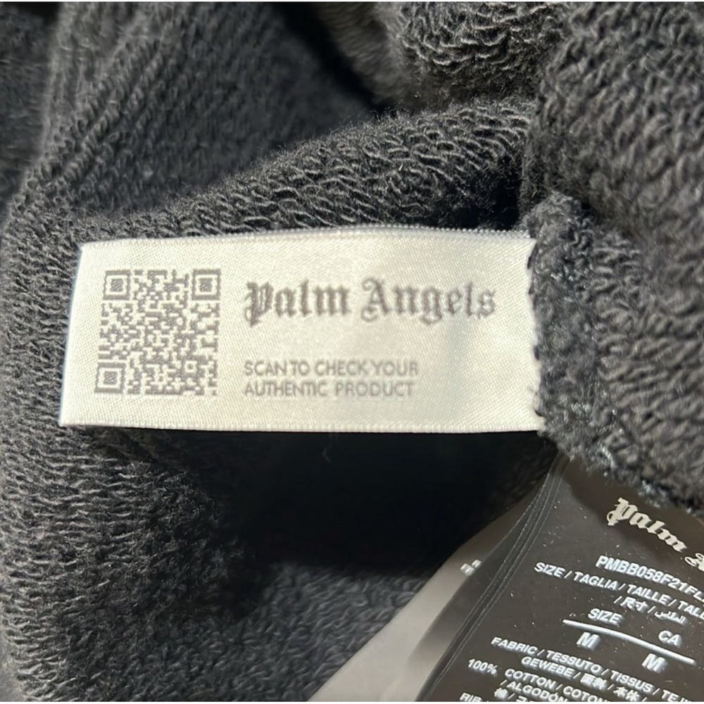 Palm Angels Cursive Logo Chenille Hoodie Black Men's - Medium - Kangaroo Pocket - Picture 5 of 10
